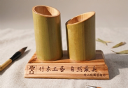 竹木筆筒-雙管 竹木筆筒-雙管